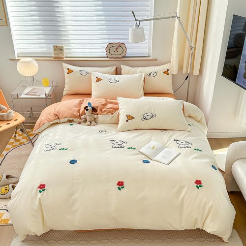 white - orange home beddings set